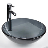 SOLIDEE 48" Barn Door Bathroom Vanity with 6 Drawers, Farmhouse Style Standing Pedestal Cabinet with Two Bluish Gray Glass Vessel Sinks SOLIDEE