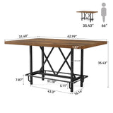 LITTLE TREE 63-Inch Industrial Bar Table with Metal Footrest, Counter Height Pub Table for Kitchen, Home Bar & Entertaining (Brown) LITTLE TREE