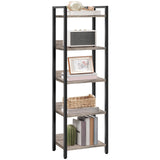 MAHANCRIS Bookshelf, 5-Tier Bookcase, Standing Book Shelf for Small Space, Storage Shelf Organizer, for Living Room, Bedroom, Study, Balcony, Greige and Black BKHG5501 MAHANCRIS