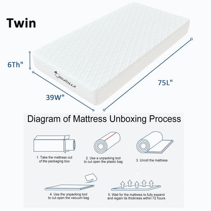 LIYIH 6 Inch Twin Mattress, Twin Mattresses,Children's Bedroom Mattress,Twin Mattress for Kids,This Mattress Almost Don't Have Odor, CertiPUR-US Certified【2024 New Version】