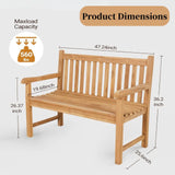 Outdoor Teak Bench, Park Bench for 2 People, Ergonomic Patio Seating, Weather-Resistant and Durable Design, Perfect for Yard, Poolside, or Porch Yardgrace