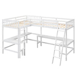 Harper & Bright Designs L-Shaped Loft Bed with Desks, Wood Twin Size Loft Bed with Ladder & 2 L-Shaped Desks, Corner Twin Bed for Kids, Teens, Adults (White) Harper & Bright Designs