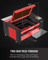 OMTech 60W CO2 Laser Engraver, 24x16 Inch Laser Engraving Cutting Machine, LightBurn Compatible Laser Engraver Cutter with 2 Way Pass Air Assist Water Pump for Wood Glass Leather More OMTech