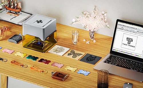 Twotrees TS1 Mini 3W Laser Engraver, Fully Enclosed Safe Design 80x80mm, 1kg Ultra-Portable Bluetooth APP Control for DIY Small Gifts Family Classroom Twotrees