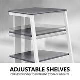 FITUEYES DESIGN 4-Tier AV Media Stand Corner Shelf Stand Wooden Corner Shelves Component Cabinet Stereo Rack Audio Tower with Height Adjustable Wooden Shelves for/Apple Tv/Xbox One/ps4 (Grey) FITUEYES