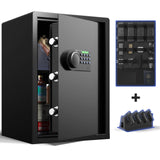 Grimtron Gun Safe for Handgun - (2.03 cu. ft.) Include 【Gun Organizer & Gun Rack】 Silent Mode, Backlit Keypad, and LED Light Safe Box Anti-Rust, Anti-Theft, Anti-Pry Grimtron