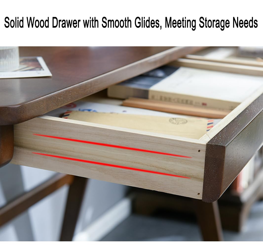 LITAITAI 39.4" Long Solid Wood Desk Solid Wood Writing Desk - Home Office Workbench Desk with 2 Drawer, Laptop Computer Work Study Table (39.4‘’) LITAITAI