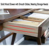 LITAITAI 39.4" Long Solid Wood Desk Solid Wood Writing Desk - Home Office Workbench Desk with 2 Drawer, Laptop Computer Work Study Table (39.4‘’) LITAITAI