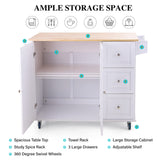 PHI VILLA Kitchen Island Cart on Wheels - Portable Kitchen Island with Drop Leaf, Rolling Kitchen Island with Storage PHI VILLA