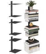 Floating Book Shelves for Wall, 6 Tier Invisible Bookshelves Heavy Duty Metal Loads 90LBS, Vertical Spine Book Tower Hanging Bookshelves, Shelves for Room Wall Mounted, 3 Pack Black Wawocs