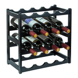Homevany Bamboo Wine Rack, Sturdy and Durable Wine Storage Cabinet Shelf, Wine Racks Countertop for Pantry - 4 Tiers 16 Bottle Wine Rack Black Homevany