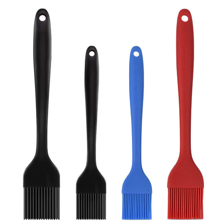 Hhyn Silicone Basting Pastry Brush Set 4 Pack Heat Resistant Spread Oil Butter Sauce for BBQ Grill Barbeque Kitchen Baking Cooking Pastries, 2 Large & 2 Small Multicolor Hhyn