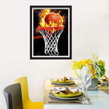 F-CANLAN Round Full Drill Diamond Painting Kit, 5D Fire Basketball Paint with Diamonds Basketball Enthusiast Diamond Art Painting by Numbers Beginner Basketball Dream Diamond Painting (12X16 inches) F-CANLAN