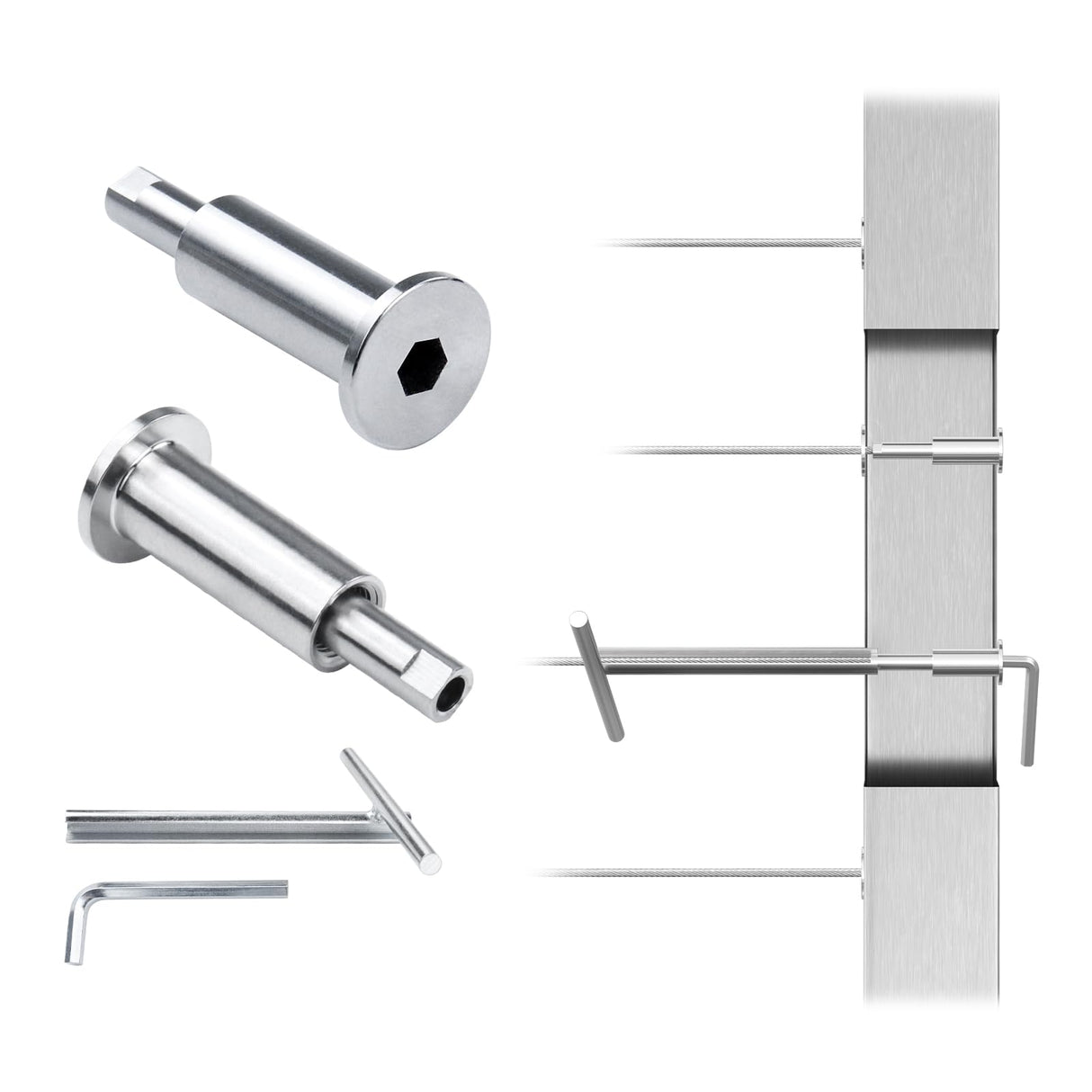 [Patent] Muzata 40 Pack 1/8" Invisible Cable Railing Kit Hardware Upgraded Hand Swage Tensioner Hidden for 2"x2" Metal Post T316 Stainless Steel Deck Cable Railing System CB40 Muzata