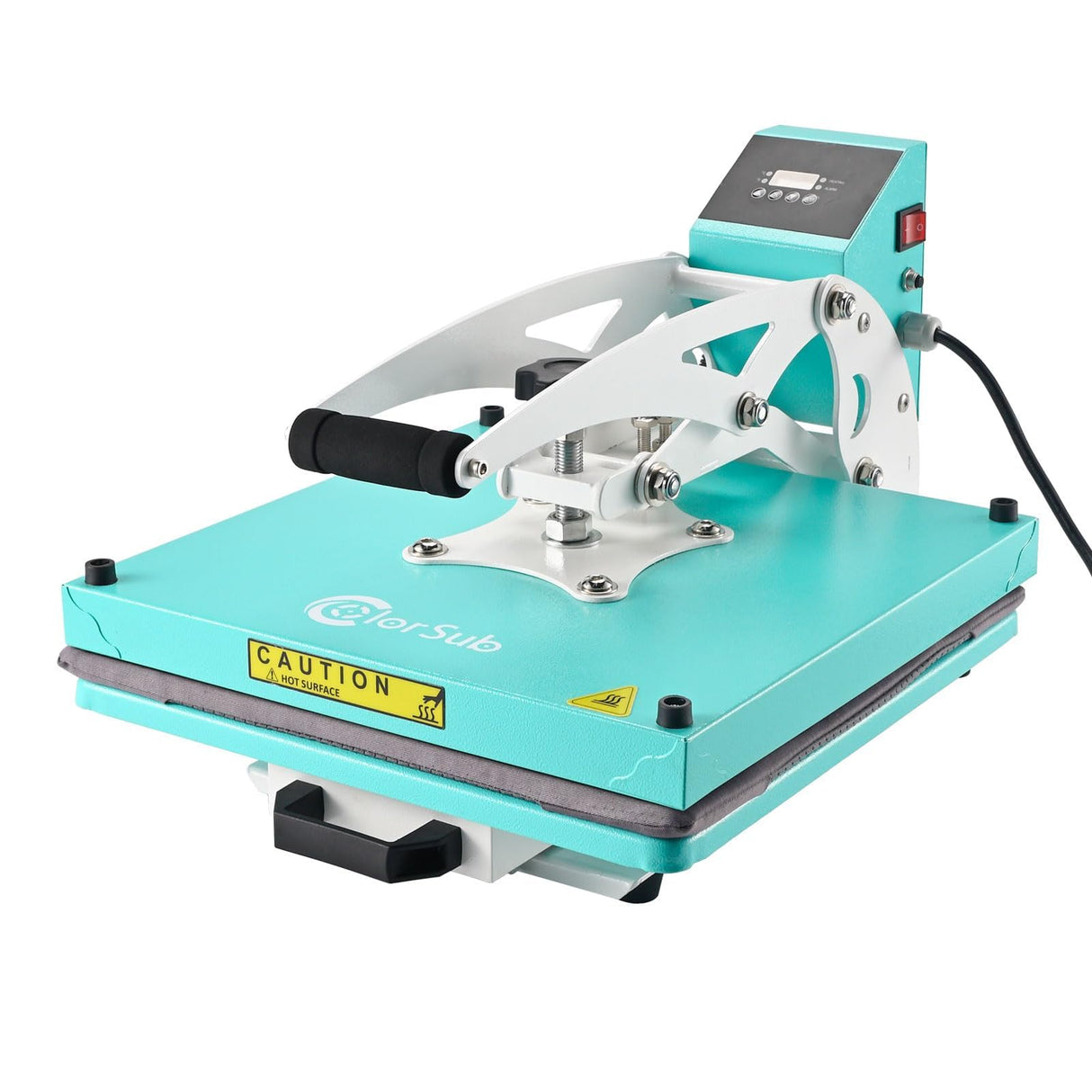 ColorSub 15x15 Heat Press for T-Shirt with Slide Out Drawer, Sublimation Heat Press Machine, Teal ColorSub