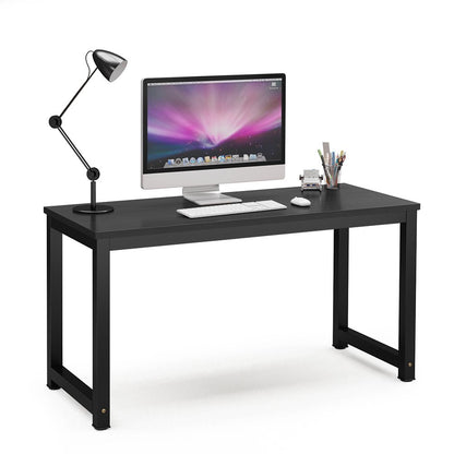 Tribesigns Computer Desk, 55 inch Large Office Desk Computer Table Study Writing Desk for Home Office, Black + Black Leg - WoodArtSupply