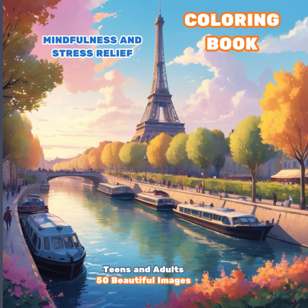STRESS RELIEF ADULT COLORING BOOK: Mindfulness and Stress Relief with Landscapes, Animals, Flowers and more. WoodArtSupply