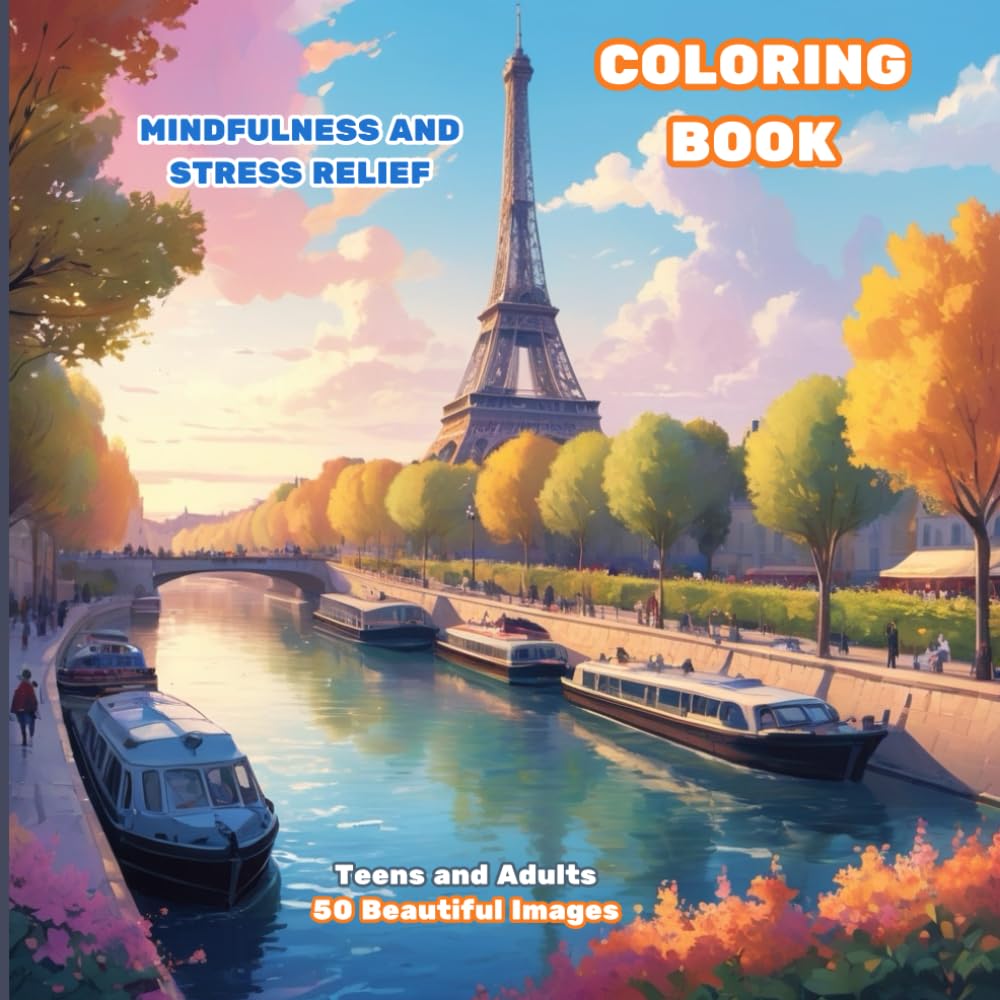 STRESS RELIEF ADULT COLORING BOOK: Mindfulness and Stress Relief with Landscapes, Animals, Flowers and more.