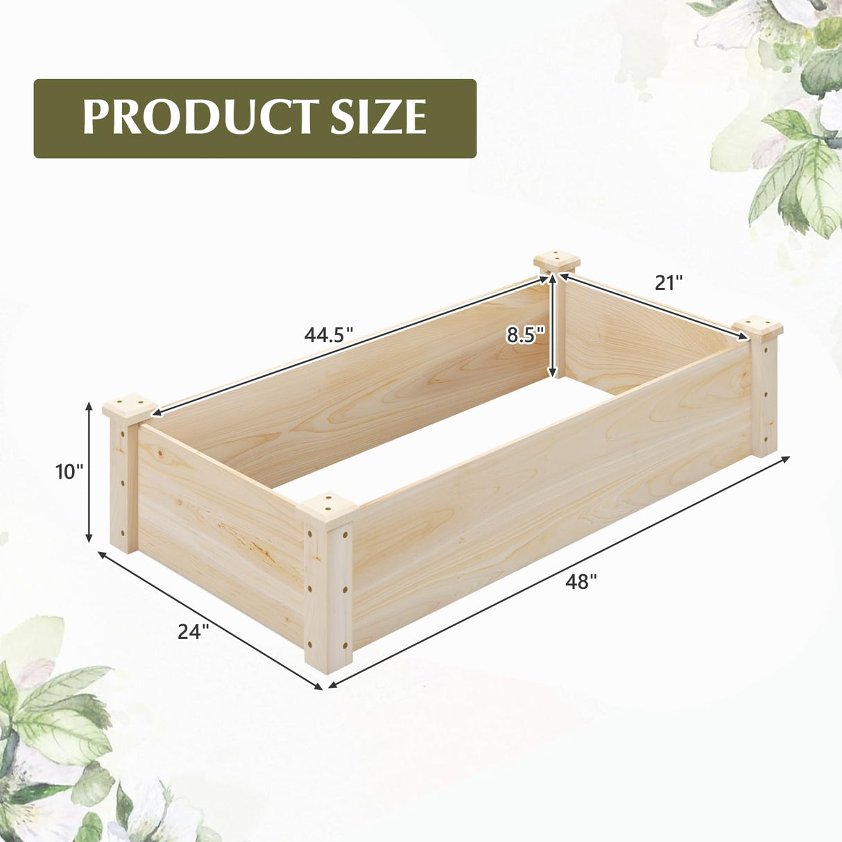 Giantex Wooden Raised Garden Bed, Rectangular Planter Box for Vegetables, Fruits, Flowers, Herbs, 48" Lx24 Wx10 H Outdoor Elevated Planting Bed for Garden, Backyard, Lawn, Patio Giantex