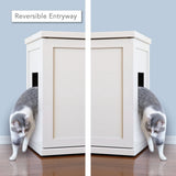 The Refined Feline Cat Litter Box Enclosure Cabinet, Modern, White, Tapered Feet, XLarge, Hidden Litter Cat Furniture with Drawer THE REFINED FELINE