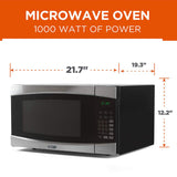 COMMERCIAL CHEF 1.6 Cubic Foot Microwave with 10 Power Levels, Small Microwave with Push Button, 1000 Watt Microwave with Digital Control Panels, Countertop Microwave with Timer, Stainless Steel Commercial CHEF