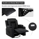 COMHOMA Recliner Chair Set, Leather Recliner Living Room Furniture Sets, Recliner Sofa Loveseat (Black,Living Room Set 3+2+1) COMHOMA