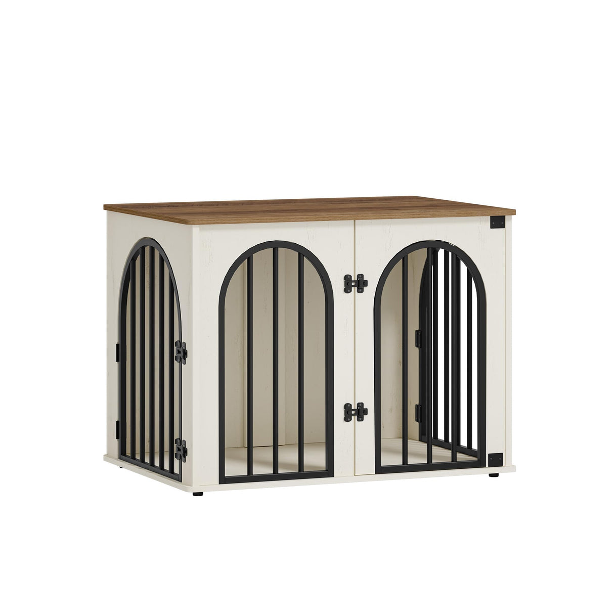 Hzuaneri 31.5'' Wooden Dog Crate Furniture, Indoor Dog Kennel Dogs Cage for Small/Medium Dogs, Heavy Duty Dog Crates Decorative Pet House End Side Table TV Stand, White Brown DFC85114B Hzuaneri