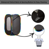 LUCKITTY Portable Cat Litter Box Enclosure, Pop Up Hidden Litter Box Furniture with Big Pocket for Living Room, Bedroom, Made by Waterproof Oxford & Breathable Mesh, Black-Rainbow, 32" L×19" W×19" H LUCKITTY