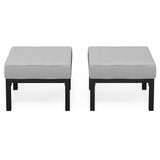 Solaste Outdoor Footstools Patio Ottoman Set of 2, Aluminum All-Weather Outdoor Footrest Seat with Removable Cushions, Patio Furniture Ottomans for Garden, Backyard, Poolside-Grey Solaste