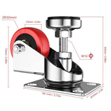 Homhoo 2" Leveling Plate Caster Wheels with Adjustable Anti-Vibration Leveling Foot Pad Heavy Duty Swivel casters for Workbench, Machine Equipment, Furniture Red Set of 4 Total Capacity 1100 Lbs Homhoo