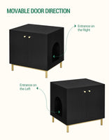 Hzuaneri Cat Litter Box Enclosure, Hidden Litter Box Furniture, Wooden Pet House Side End Table, Storage Cabinet Bench, Fit Most Cat and Litter Box, Living Room, Bedroom, Black and Gold CB81204G Hzuaneri