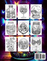 Fantasy in Glass Adult Coloring Book: Whimsical Designs with Enchanted Worlds inside Jars, Snow Globes, Glasses, Crystal Balls, and Much More for Relaxation and Mindfulness WoodArtSupply