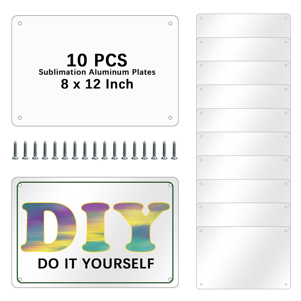 10 pcs sublimation metal sign blanks，8X12 inch sublimation sign blanks Heat Transfer blank metal sign，sublimation yard sign blanks，sublimation photo blanks GEKIXUTP