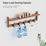 Tatub 29'' Coat Rack Wall Mount with Shelf, Wood Wall Hooks with Storage, Entryway Shelf with 5 Hangers for Bathroom, Living Room, Bedroom, Rustic Brown Tatub
