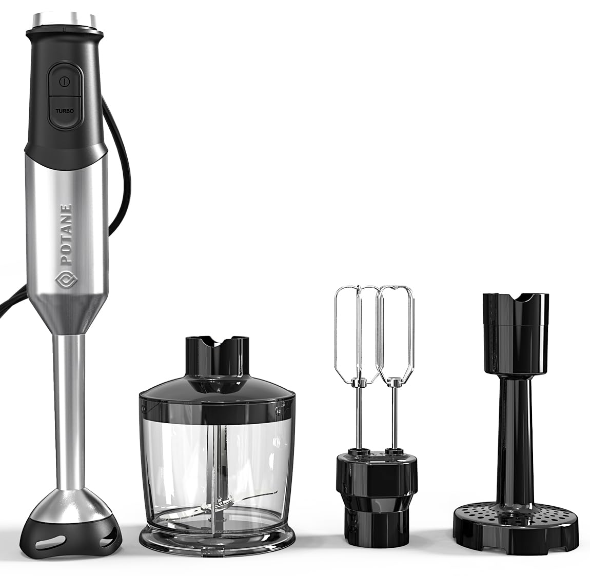 Immersion Blender, Heavy Duty Copper Motor, Stainless Steel Smart Stick with Egg Beaters, Potato Masher, Chopper/Food Processor Potane