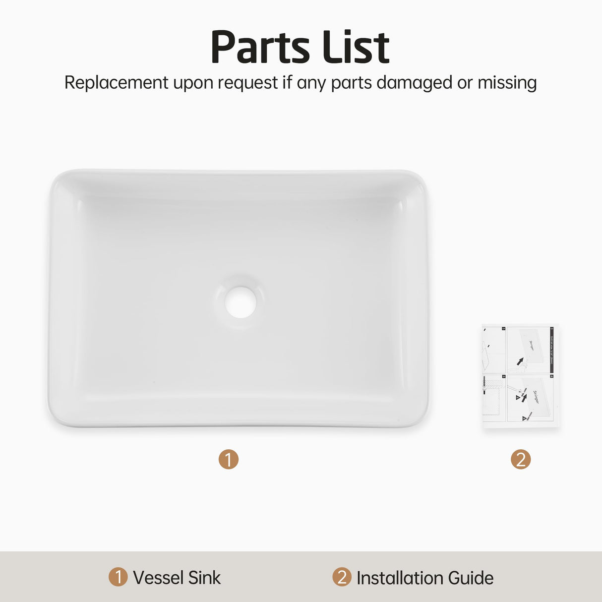 KES Bathroom Vessel Sink 20 Inch Above Counter Rectangular White Ceramic Countertop Sink for Cabinet Lavatory Vanity, BVS123S50 KES