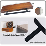 Beneouya 24 Inch Floating Shelves, Bathroom Wooden Shelves for Wall Mounted, Rustic Farmhouse Floating Shelves, Solid Wood Wall Shelves for Storage, Set of 2, Honey Oak Beneouya