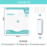 Domsanistor 3D Printer Filament Storage Bags Vacuum Kit,10Pcs Thicken Filament Vacuum Bags with 1*Automatic Pump/4*Clips, 11.8x13.4in Filament Bags for Keeping 1kg Spool Filament Dry Domsanistor