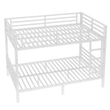 Bellemave Full XL Over Full XL Bunk Bed with Headboard and Build in Ladder, Heavy Duty Bunk Beds with Guardrail, Convertible Bunk Bed, Easy Assemble, Mattress Not Included, White Bellemave