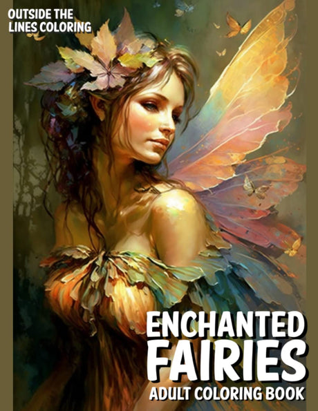 Enchanted Fairies Adult Coloring Book: 50 Fun and Unique Drawings of Fairies for Adults and Teens to Color (Fun, Relaxing and Stress-free Coloring Books for Adults by Outside The Lines Coloring) WoodArtSupply