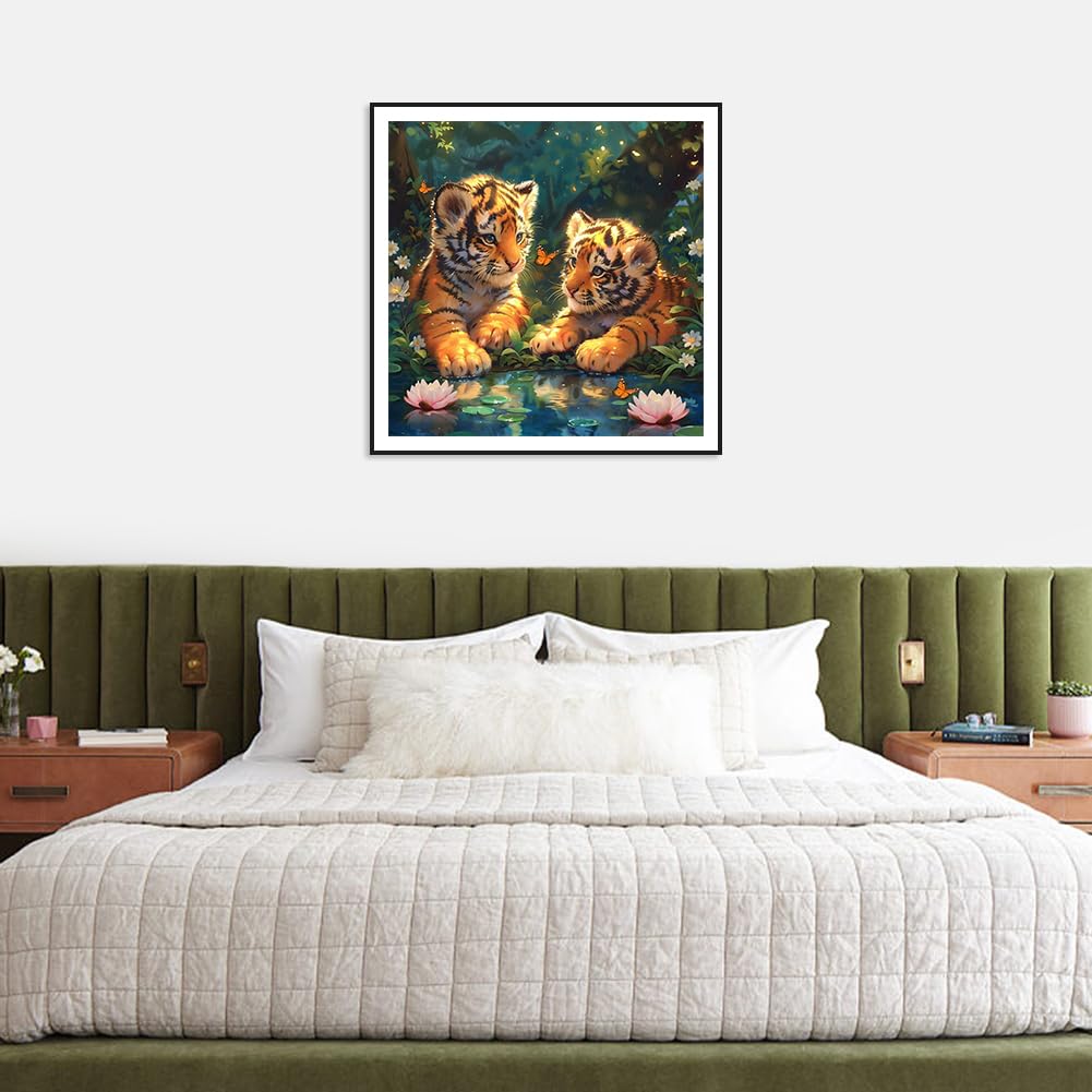 Acudotr Tiger Diamond Painting Kits for Adults, 5D DIY Diamond Art Kits for Beginners, Full Drill Diamond Painting Kits for Home Wall Decor, 12x12 Inch Acudotr