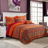 VAPUTAR Cotton Quilt King Size Bedding Set - 3 Pieces King Quilt Bedding Set, Boho King Size Quilts, Lightweight Reversible Coverlets Bedspreads for Farmhouse Bedroom (Red/Orange) VAPUTAR