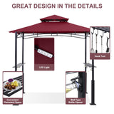 ABCCANOPY 8'x 5' Grill Gazebo Canopy - Outdoor BBQ Gazebo Shelter with LED Light, Patio Canopy Tent for Barbecue and Picnic (Burgundy) ABCCANOPY