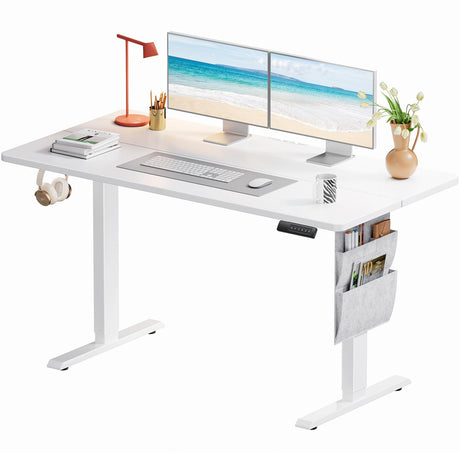Marsail 55x28 Electric Standing Desk - Adjustable Height Computer Desk with Memory Presets, Storage Bag & Cable Management for Home Office & Gaming Workstations Marsail