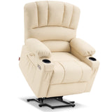 MCombo Power Lift Recliner Chair for Elderly, Lift Chair with Heat and Massage, USB &Type C Ports, Cup Holders, Faux Leather 7095 (Medium, Cream White) MCombo