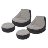 Intex Inflatable Ultra Lounge Chair With Cup Holder And Ottoman Set (2 Pack) Intex