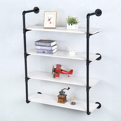 Industrial Pipe Shelving Wall Mounted,36in Rustic Metal Floating Shelves,Steampunk Real Wood Book Shelves,Wall Shelf Unit Bookshelf Hanging Wall Shelves,Farmhouse Kitchen Bar Shelving(4 Tier)