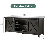 GAZHOME Farmhouse TV Stand with Sliding Barn Doors, Media Entertainment Center Console Table for TVs up to 65”,Rustic TV Stand for Living Room Bedroom(Black) GAZHOME