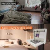 Yeeoy Wall Mount Folding Desk with Chalkboard Front, Space-Saving Floating Desk Design, Laptop Desk Foldable Tabletop for Bathroom Kitchen Office Bedroom, Key Lock, Beige Yeeoy