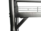 PVWIIK Metal Twin XL Over Queen Bunk Bed w/Ladder and Safety Guardrail for Kids Teens Adults,Heavy-Duty Sturdy Bunk Bed,No Box Spring Needed,Black PVWIIK